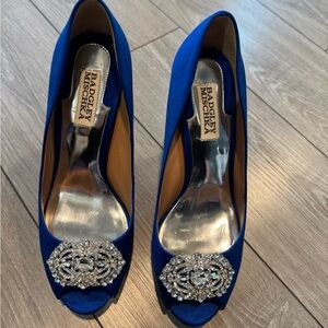 Badgley Mischka Blue Peep-Toe Heels
